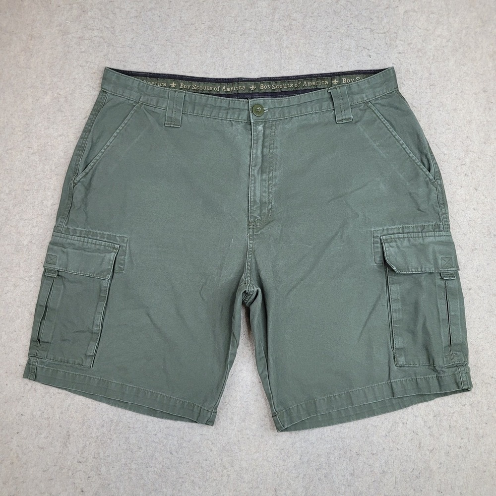 Boy Scouts of America Cargo Shorts Men 40x10 Green Outdoor Hiking Cotton Vintage